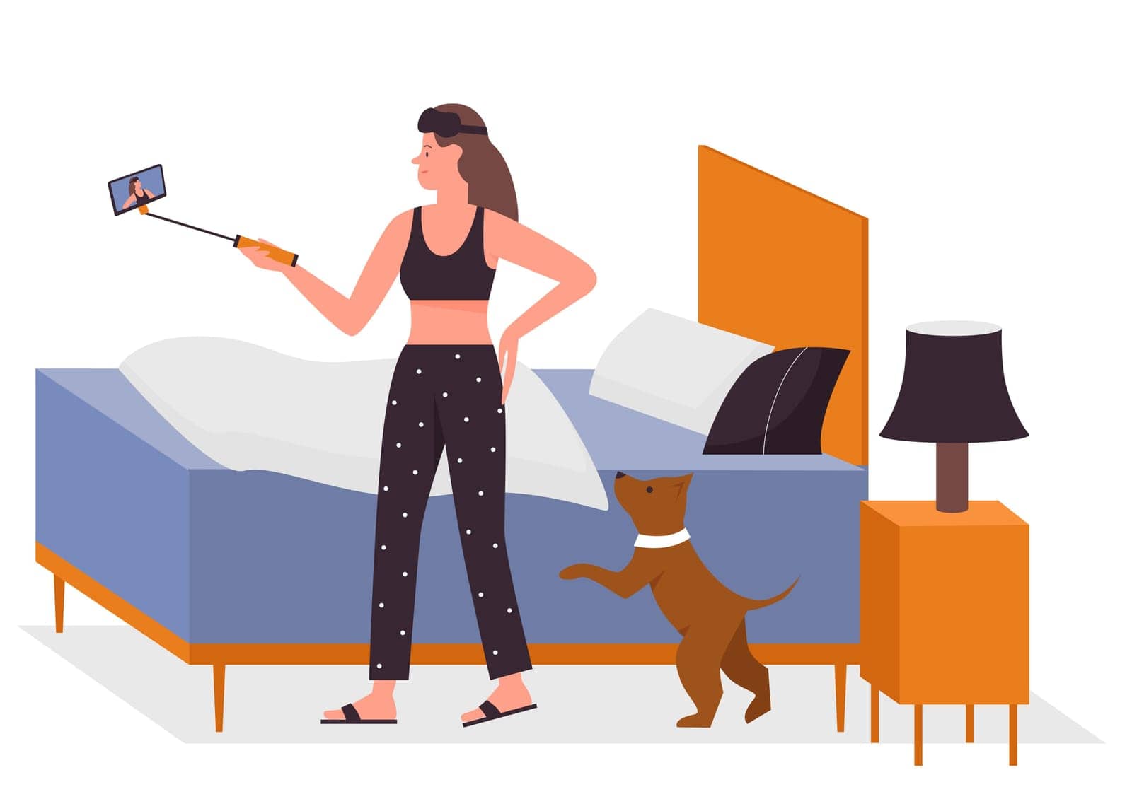 Female blogger daily lifestyle. Posting personal life, engaging content isolated illustration