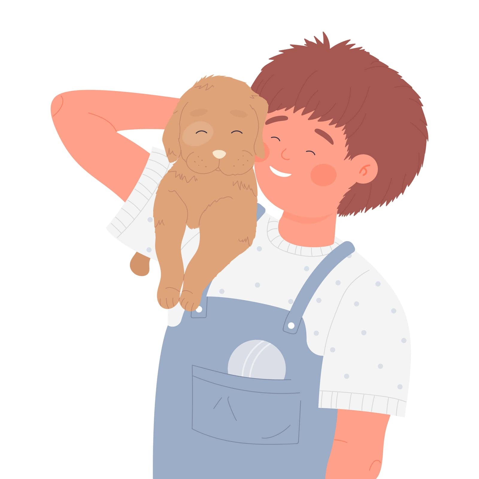 Cheerful kid with lovely pet by Popov