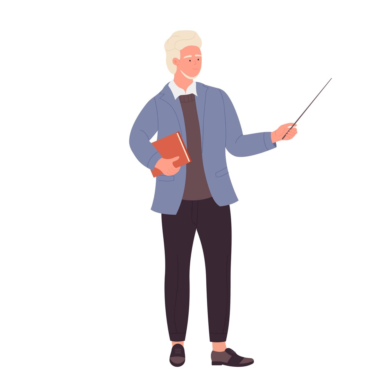 Teacher man holding pointing stick by Popov