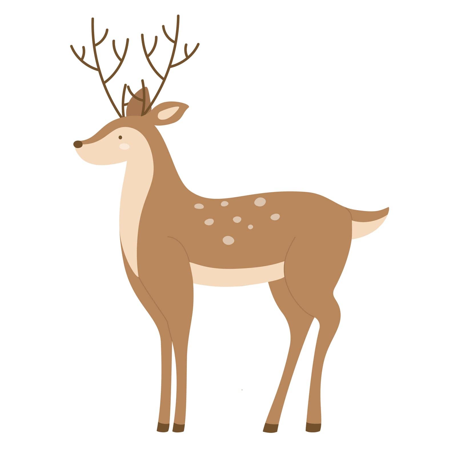 Wildlife deer animal. Wild forest fauna, hoofed ruminant, fallow deer vector illustration