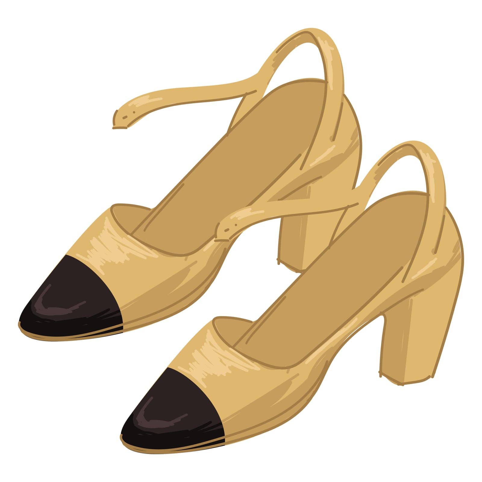 Fashion and trendy clothes, isolated pair of shoes on heels with straps and trendy design. Women footwear and fashionable model for summer or spring. Retro clothing of leather. Vector in flat style