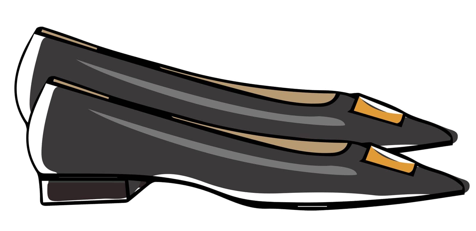 Leather shoes on flat platform for everyday use, isolated pair of footwear with decorative buckle. Accessories and clothes for women, casual look and trendy chic outfits. Vector illustration