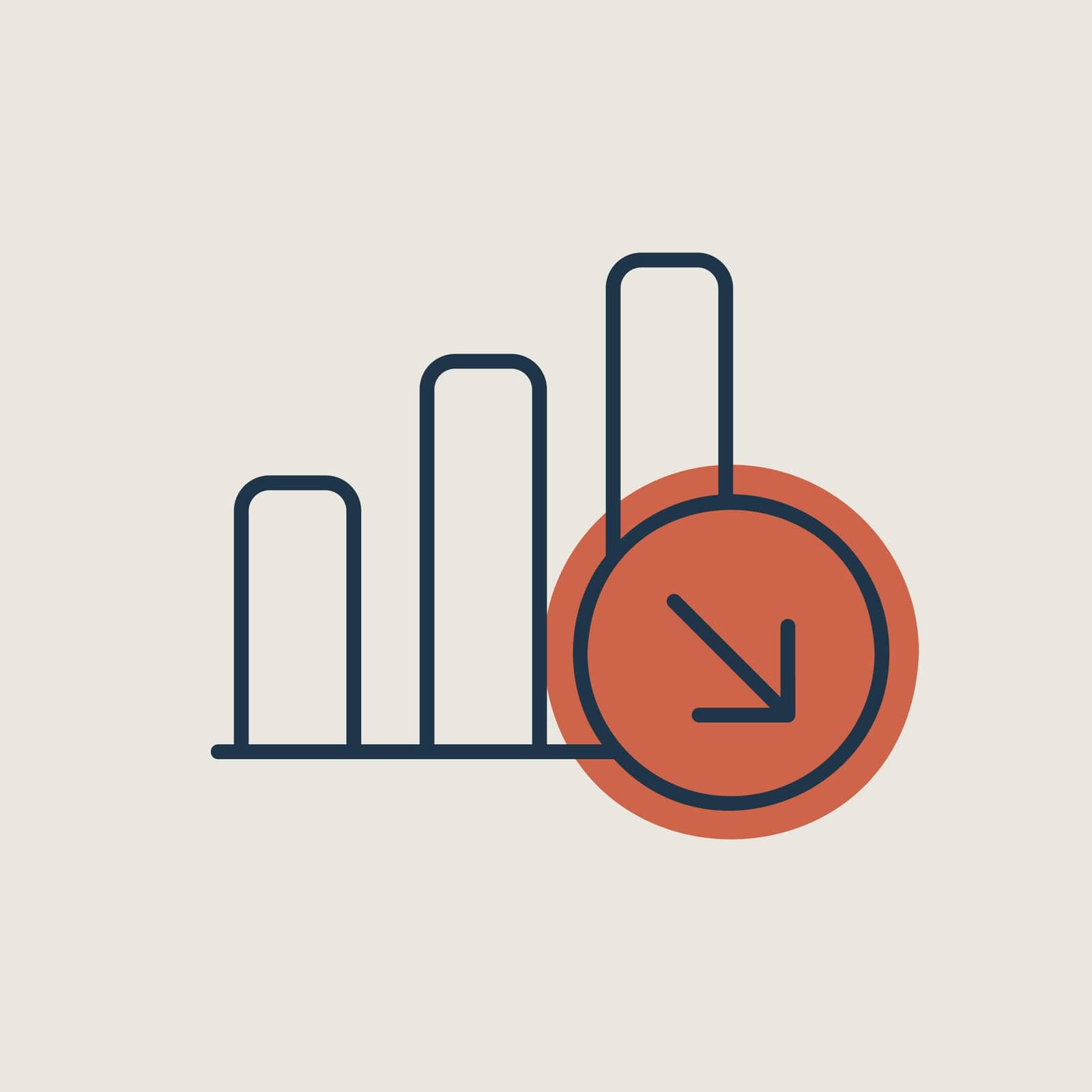Decrease outline icon. Office sign. Graph symbol for your web site design, logo, app, UI. Vector illustration
