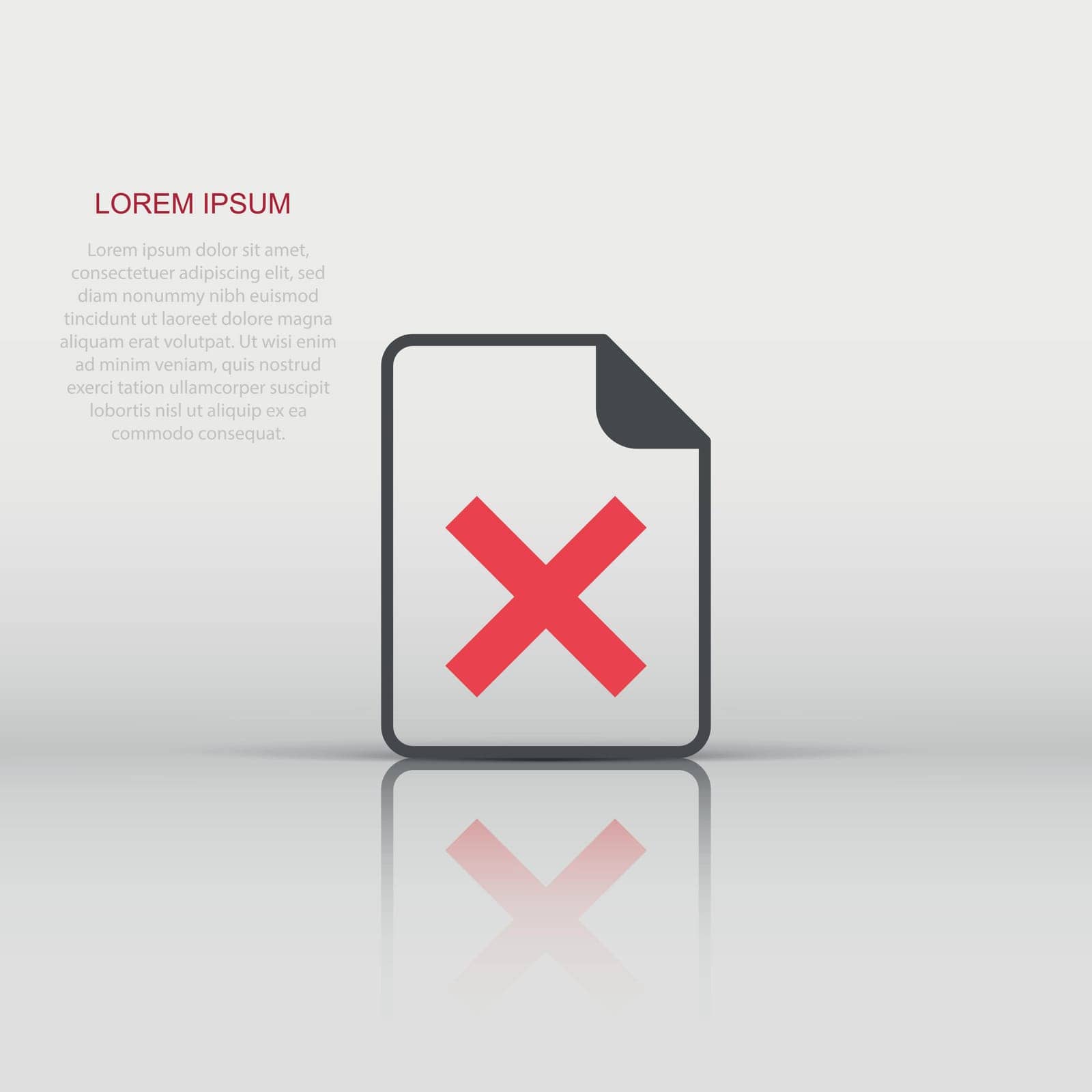 Document error icon in flat style. Broken report vector illustration on white isolated background. Damaged business concept.