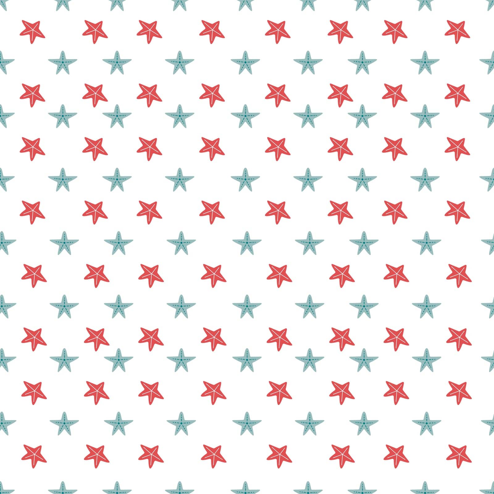 Trendy design with stars in rows, isolated wallpaper or wrapping paper. Shimmering and glittering shapes. Holiday preparation celebration. Seamless pattern background or print. Vector in flat style