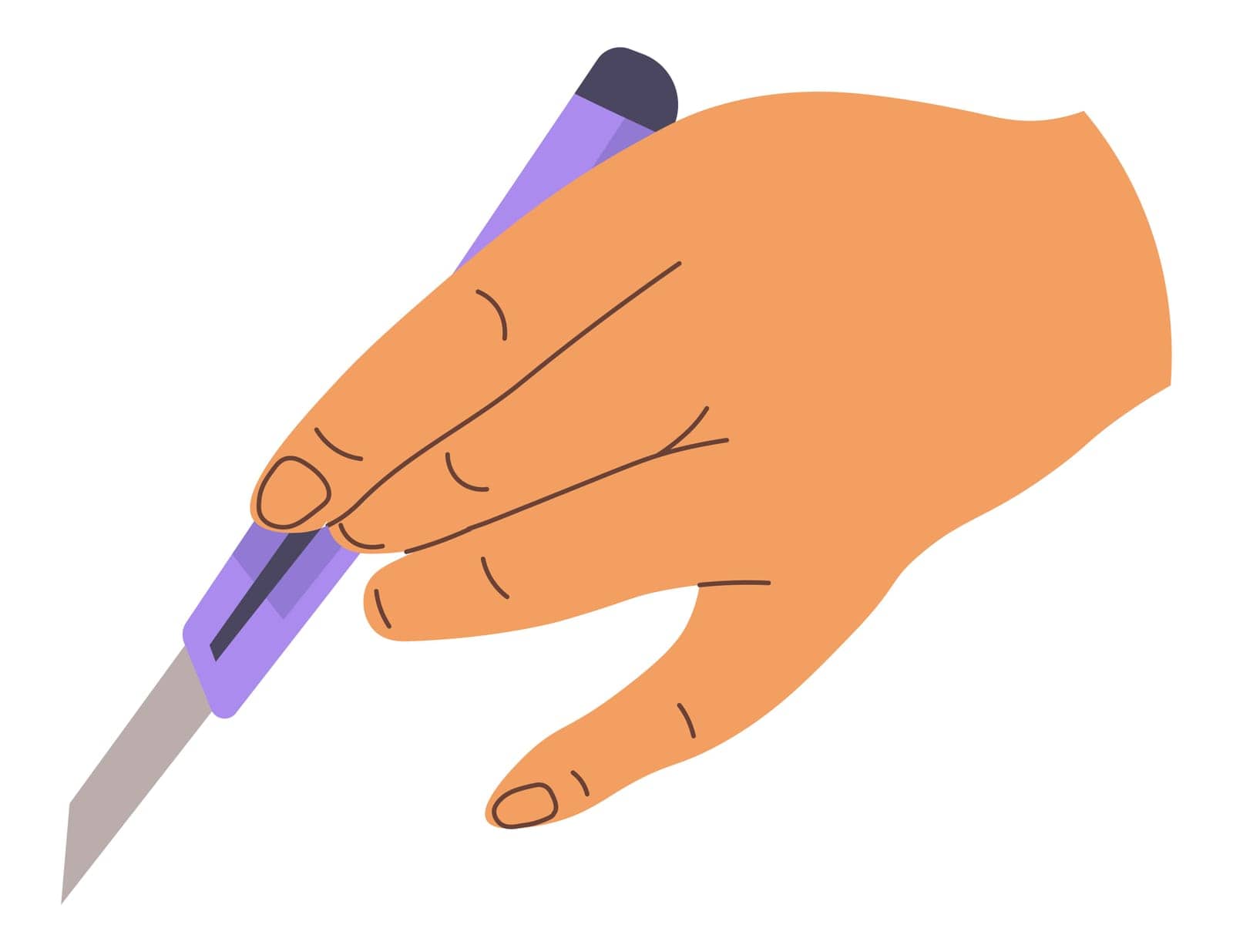 Carving knife in hands, crafts and handmade vector by Sonulkaster