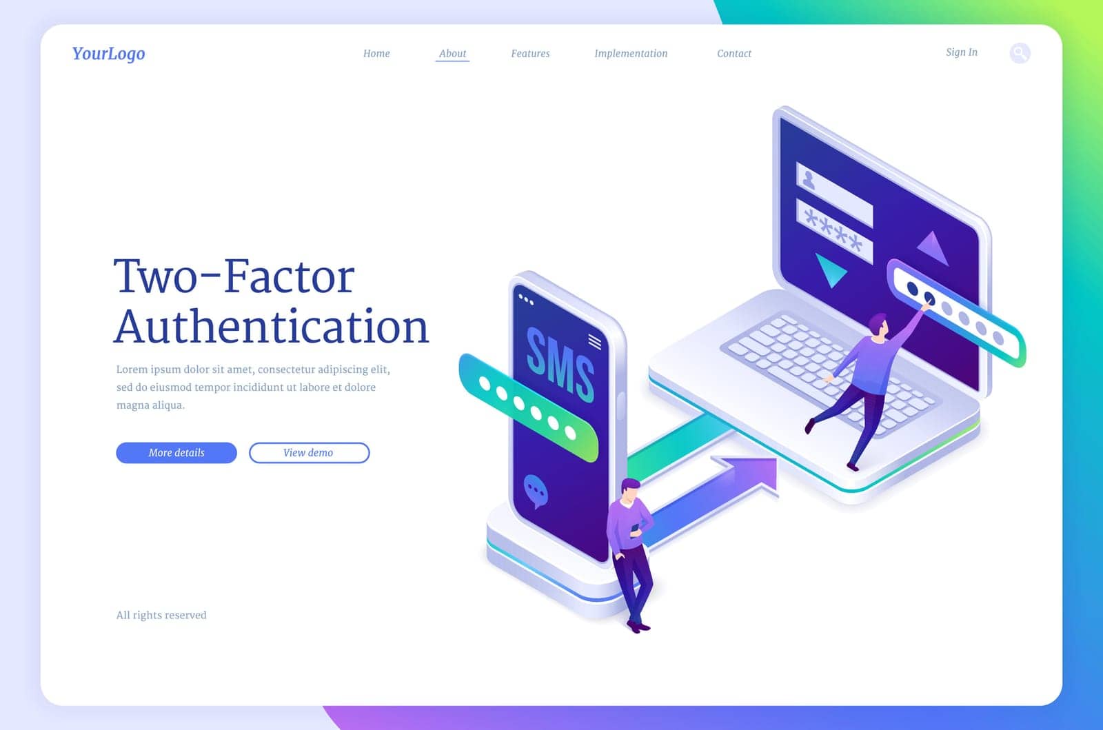 Two-factor authentication with password and sms by upklyak