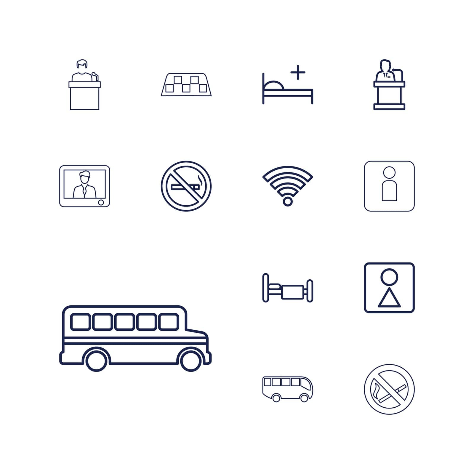 bed,symbol,no,bus,medical,tv,woman,conference,fi,airoirt,concept,icon,sign,isolated,wc,wi,white,public,design,smoking,vector,man,female,graphic,set,c,business,black,taxi,people,stop,background,person,speaker,silhouette,information,guest,illustration,travel by ogqcorp