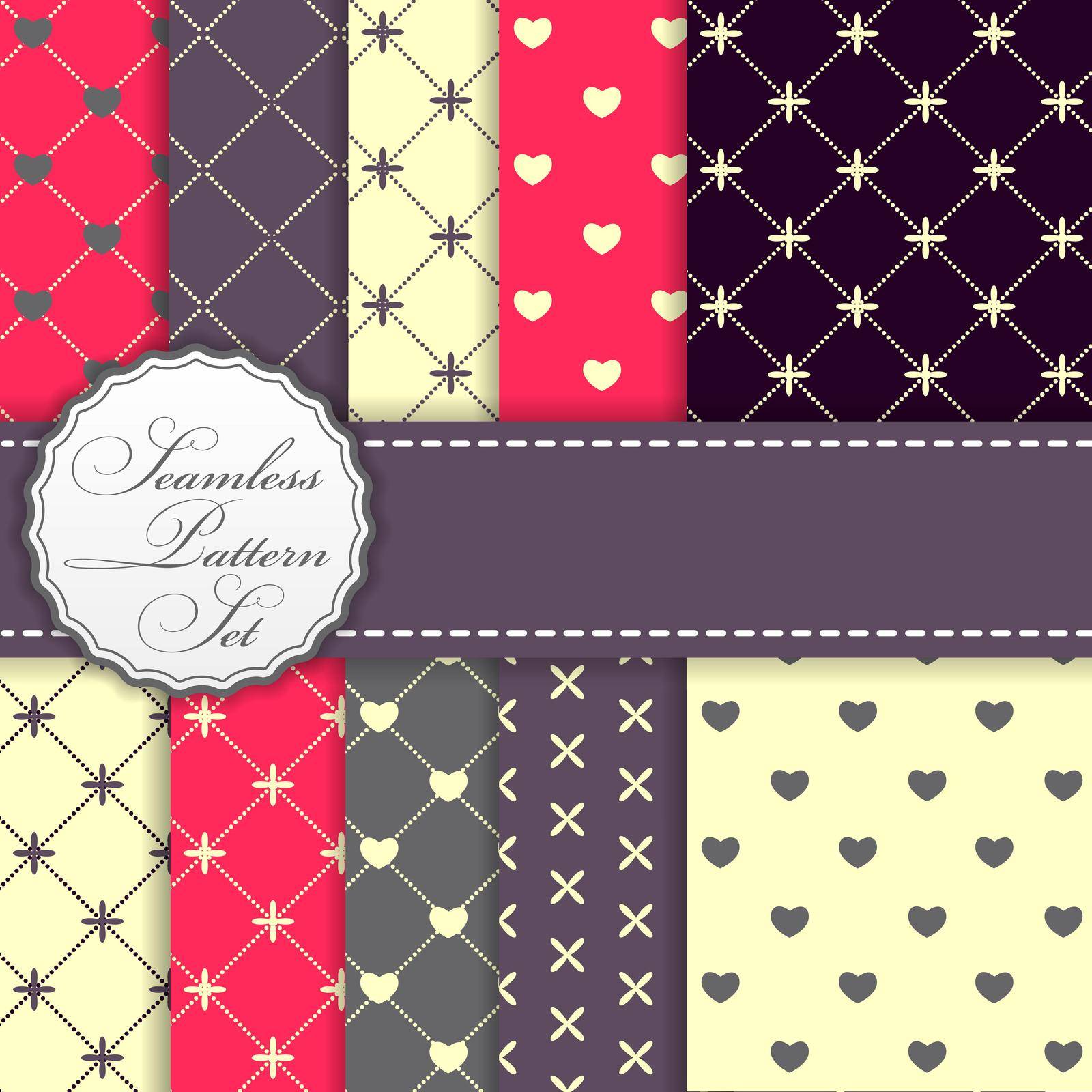 Romantic Seamless Pattern Background Set Vector Illustration by yganko