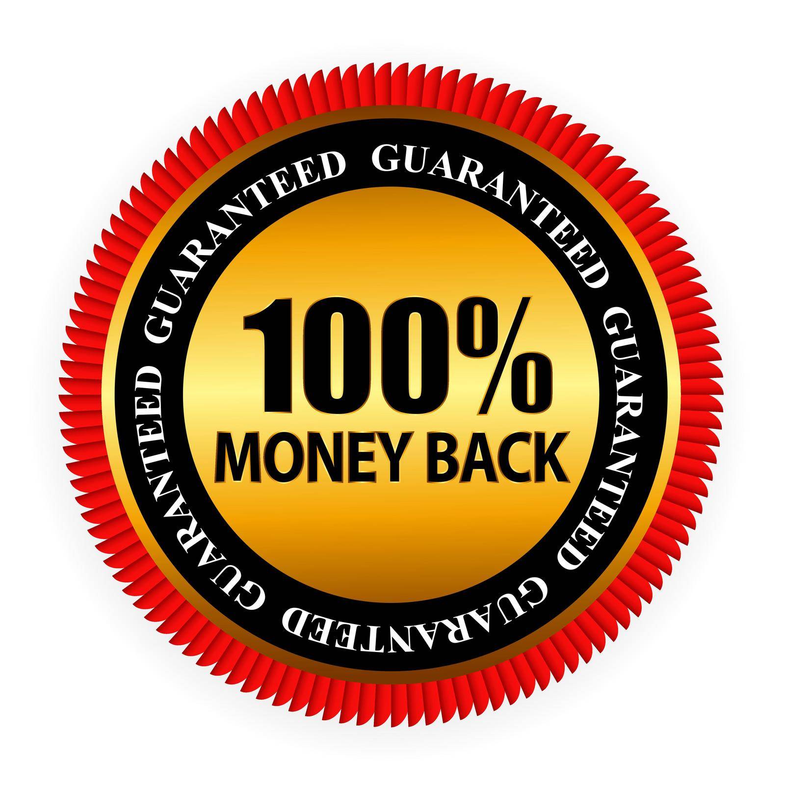 Vector Money Back Guarantee Gold Sign, Label by yganko