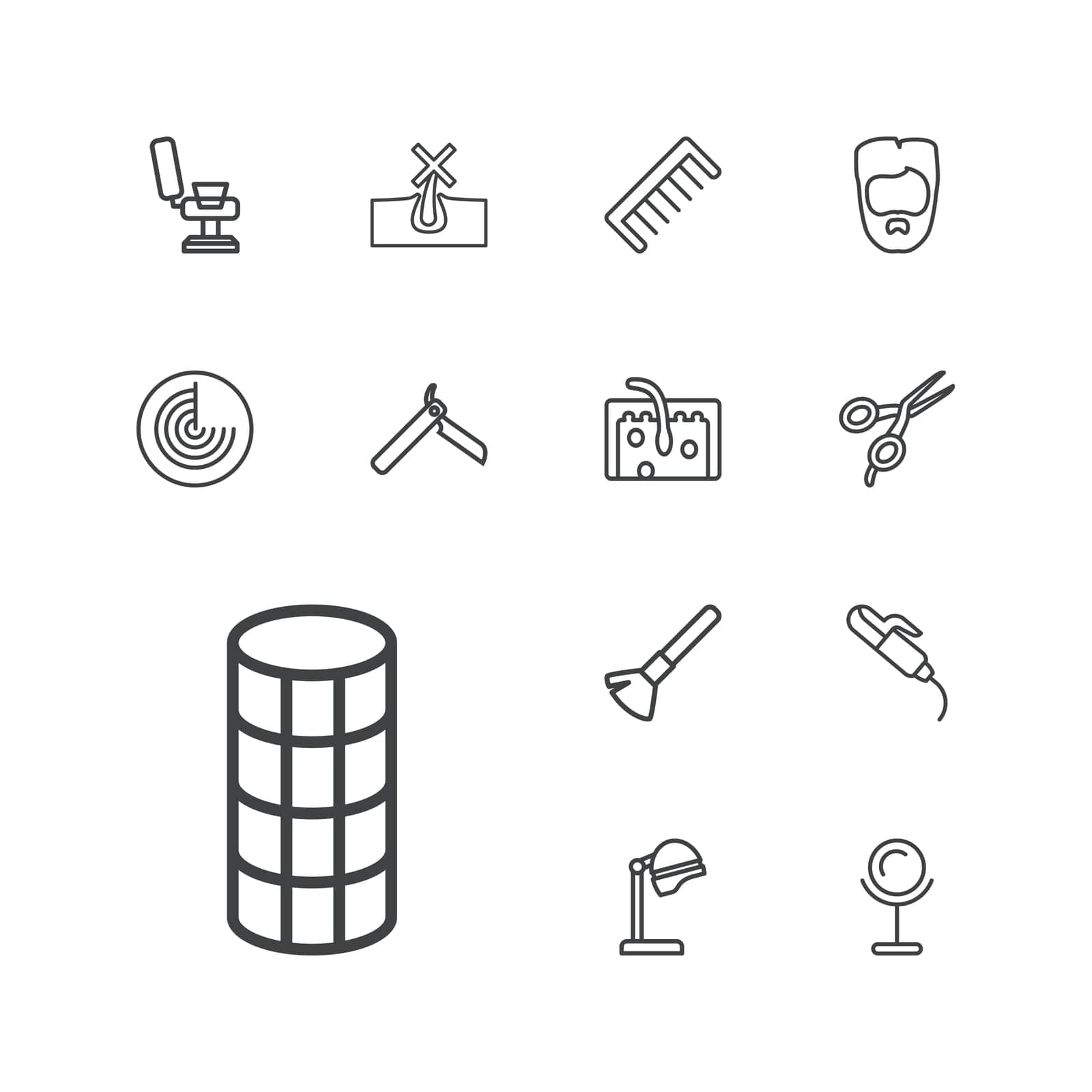 symbol,no,mirror,beauty,icon,sign,skin,isolated,curler,hair,hairdresser,white,design,vector,man,barber,bllade,brush,set,in,chair,black,equipment,shaving,haircut,tool,dryer,comb,hairstyle,scissors,radar,style,razor,illustration,object,fashion,care,salon by ogqcorp