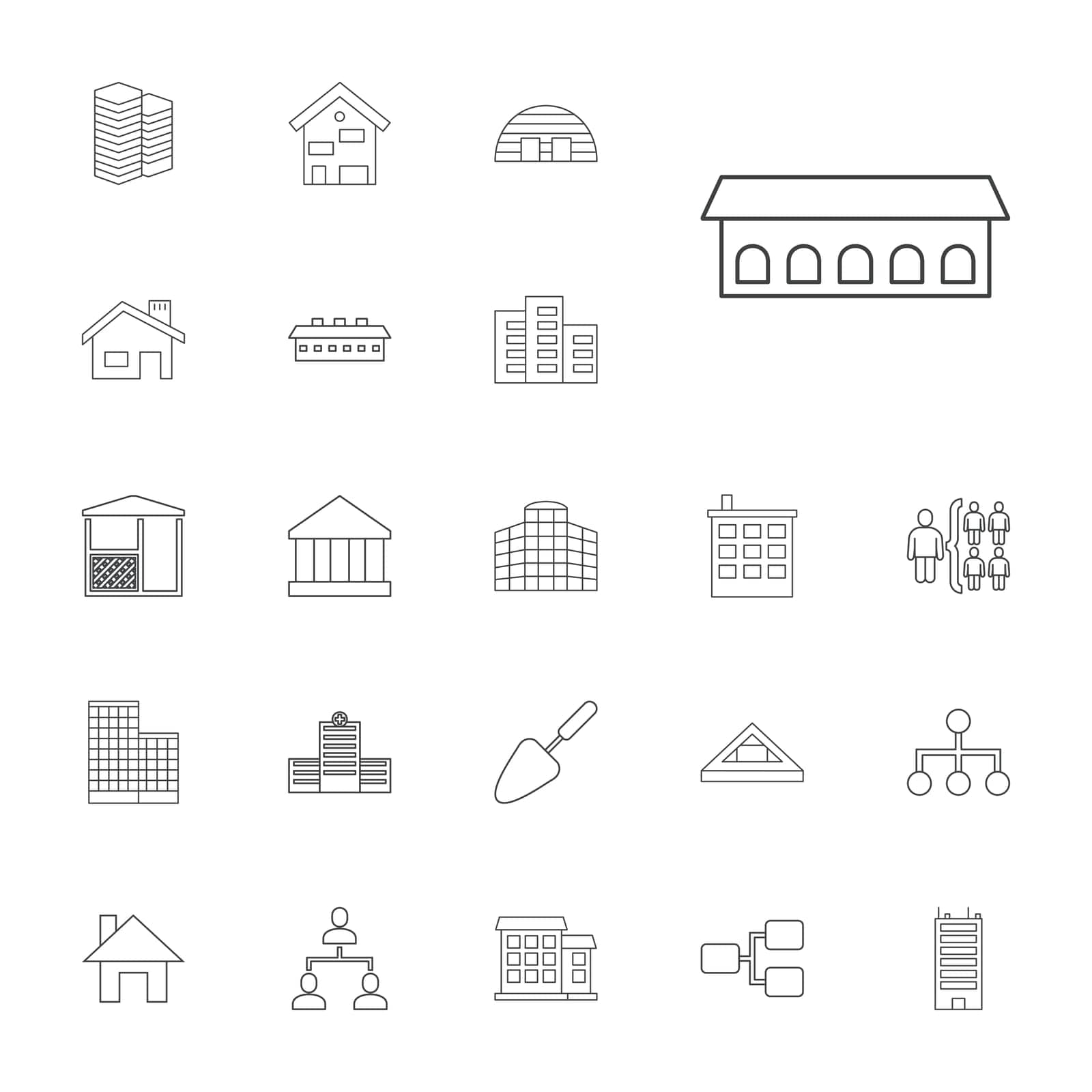 symbol,gazebo,city,concept,icon,sign,isolated,louvre,office,distribution,house,building,retail,bank,government,barn,design,hotel,construction,vector,hospital,tower,element,architecture,trowel,set,business,center,estate,centre,skyscraper,structure,home,headquarters,residential,urban,background,illustration,apartment,object by ogqcorp