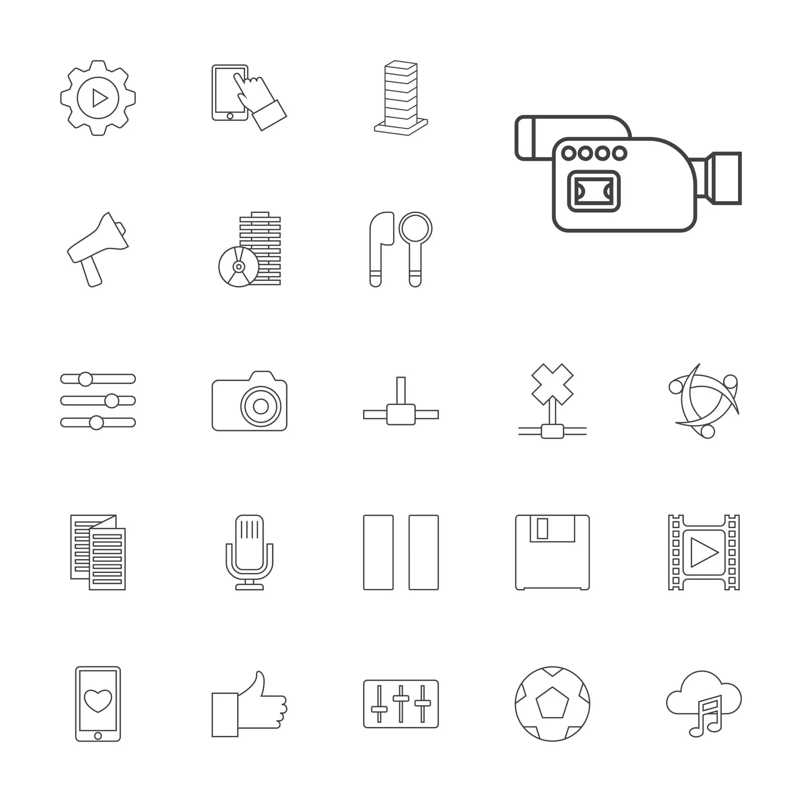 play,symbol,slider,movie,thumb,concept,icon,sign,isolated,diskette,media,building,network,cloud,music,white,tape,web,design,connection,vector,up,camera,communication,microphone,sliders,digital,news,set,business,in,center,mobile,touchscreen,technology,heart,pause,volume,background,disc,illustration,internet,gear by ogqcorp
