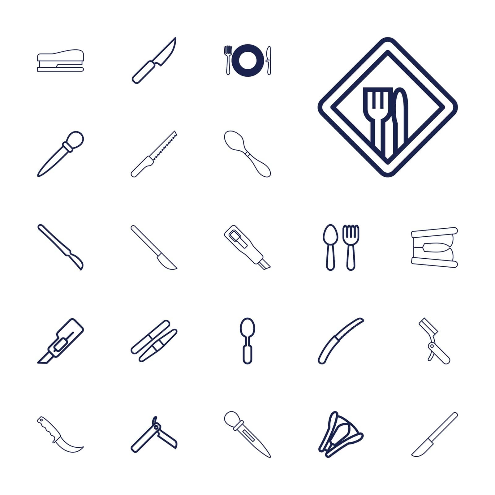 symbol,cut,gardening,icon,sign,isolated,cutter,plate,blade,sawing,white,and,design,spoon,scalpel,vector,cooking,kitchen,bllade,art,set,stapler,nail,restaurant,black,metal,health,equipment,tool,sharp,knife,fork,background,silhouette,razor,illustration,object,care by ogqcorp