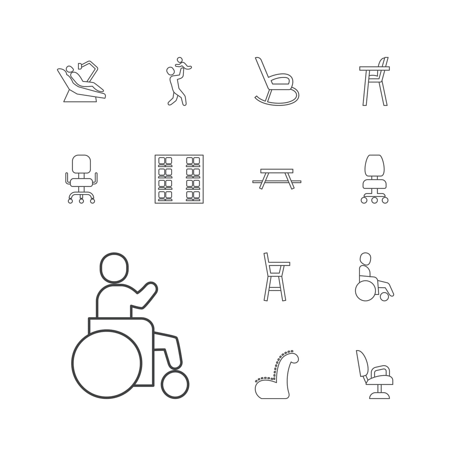 plane,symbol,father,icon,sign,isolated,rocking,office,seats,interior,white,modern,furniture,dental,armchair,flat,design,disabled,vector,man,barber,table,set,business,work,chair,black,eating,seat,outdoor,with,background,baby,style,illustration,object