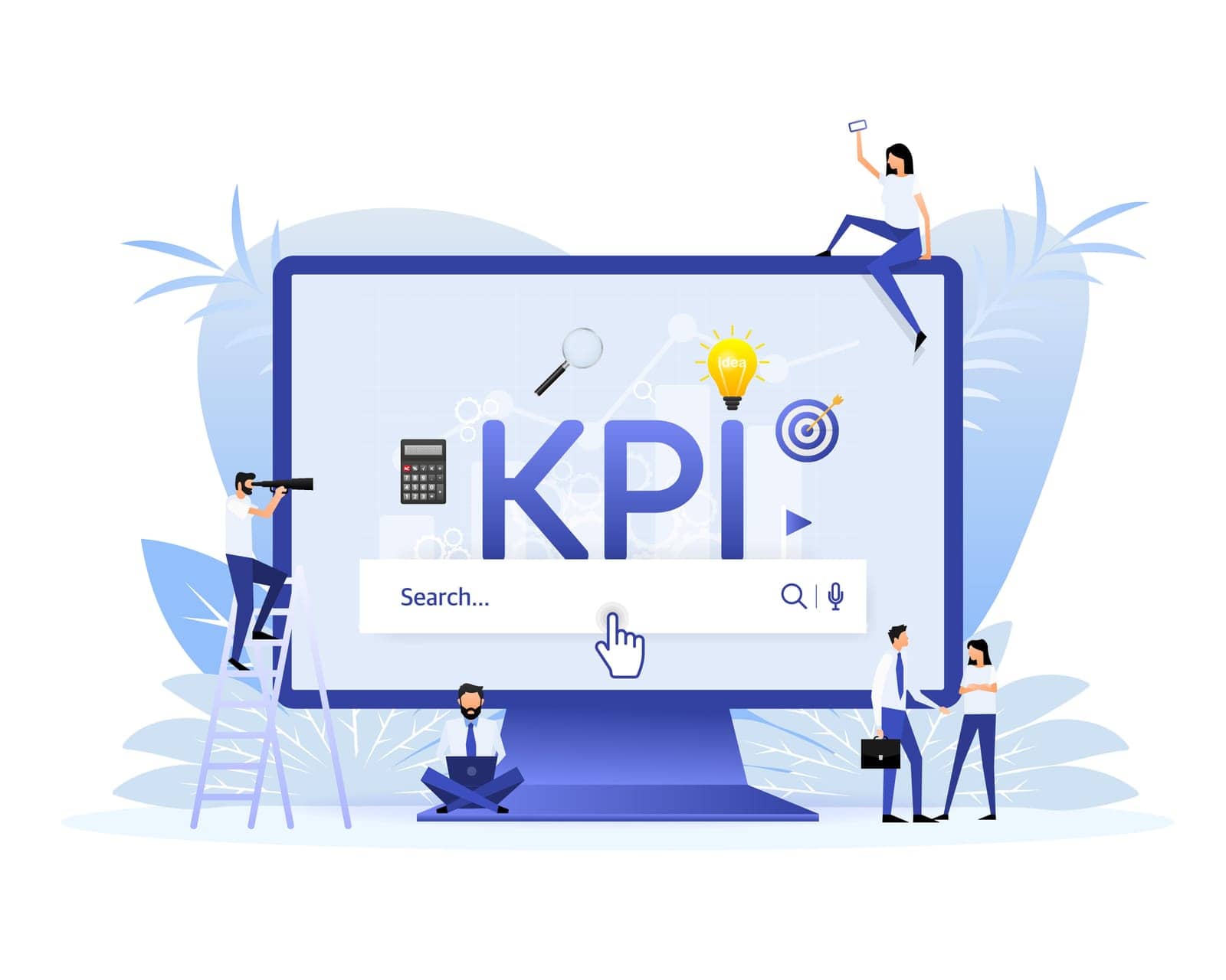 Flat icon with kpi for marketing design. Financial investment. Business data analysis by Vector-Up
