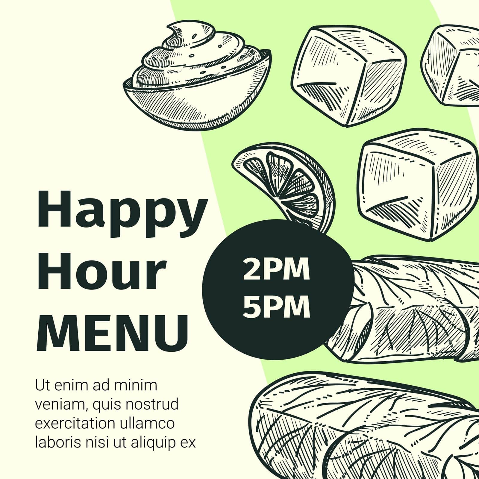 Happy hour menu in restaurant or cafe, banner by Sonulkaster