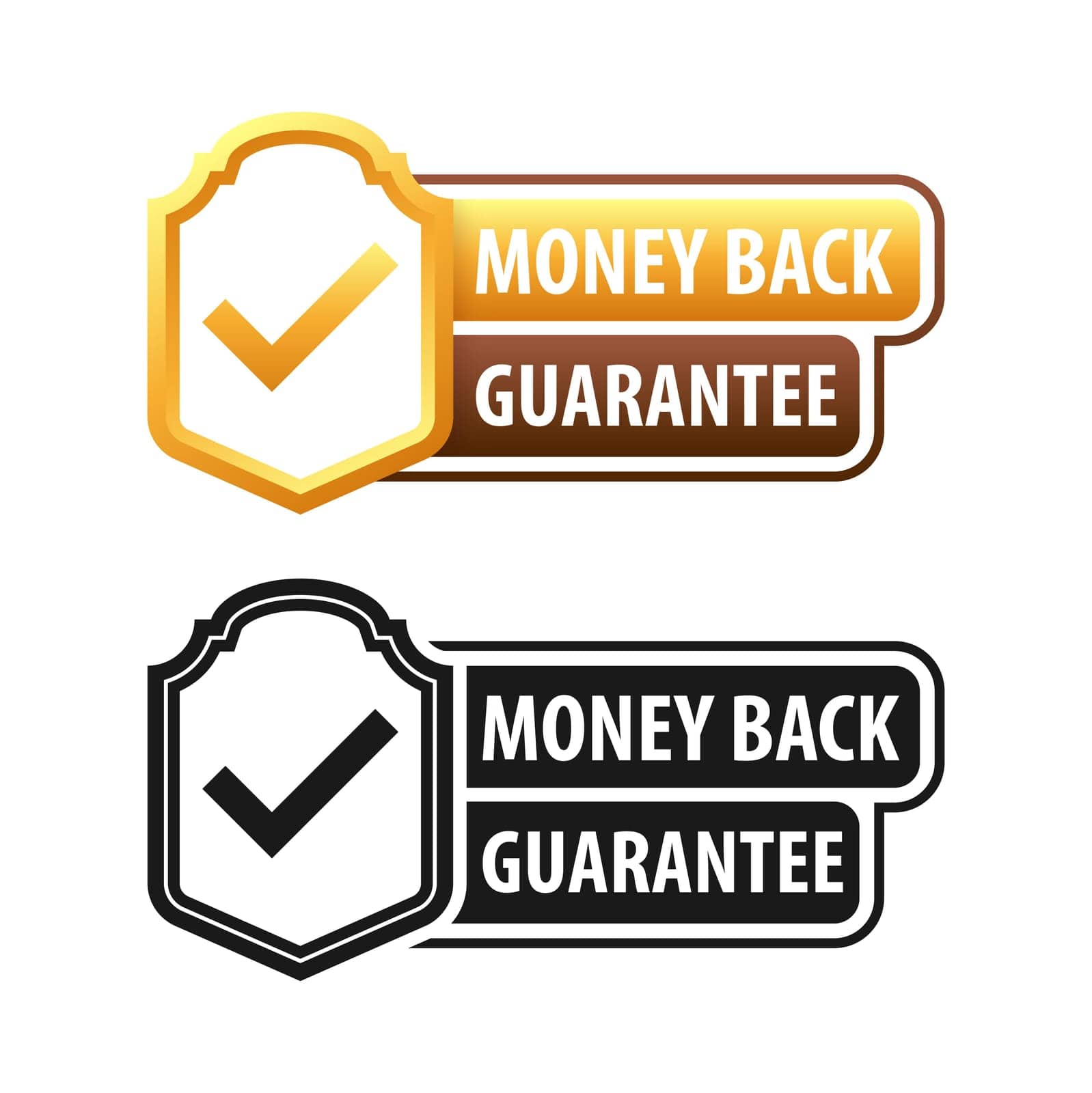 Money back guarantee label. Confidence in quality and reliability backed by money back by Vector-Up