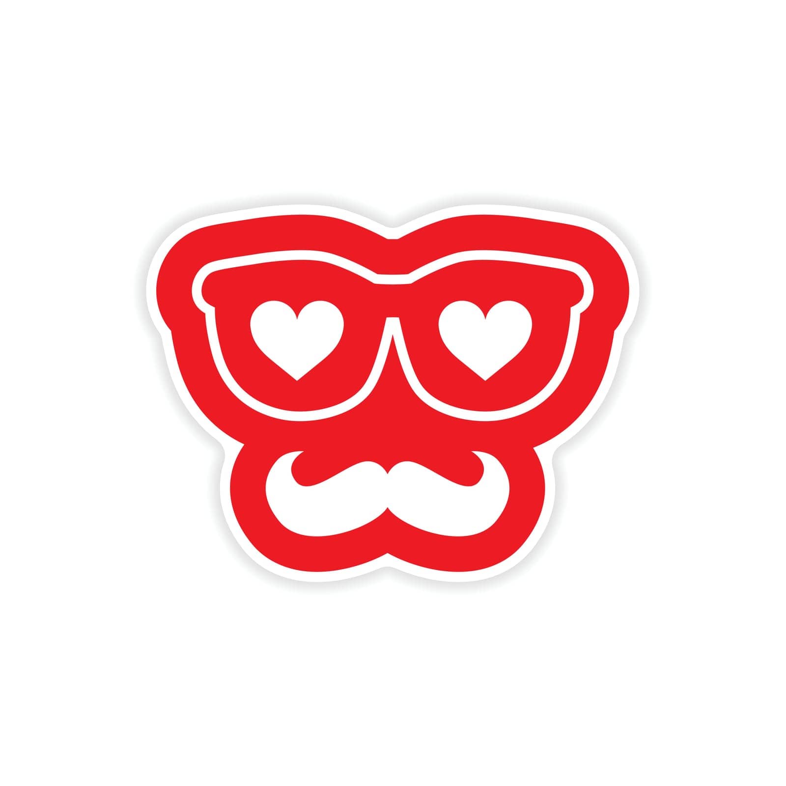 love,symbol,whisker,happy,greeting,pattern,hipster,wear,holiday,mustache,glasses,white,paper,design,wayfarer,day,shape,old,sticker,valentine,fashionable,heart,conceptual,stylish,background,vintage,silhouette,style,accessory,fashion by ogqcorp