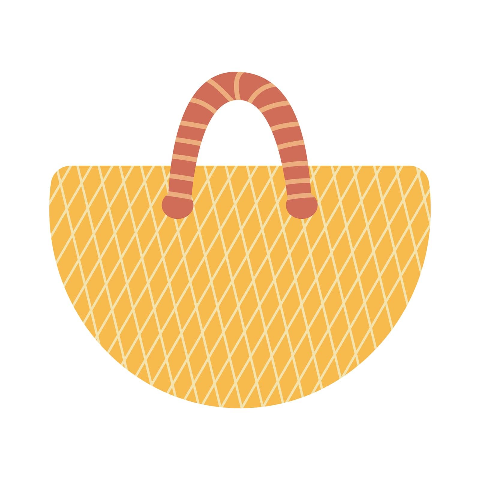 Beach bag female fashion accessory, hand drawn vector illustration