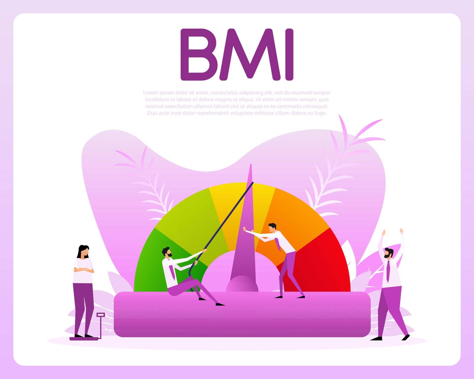 Indicator bmi. Body mass index and fitness exercise. Vector illustration. by Vector-Up