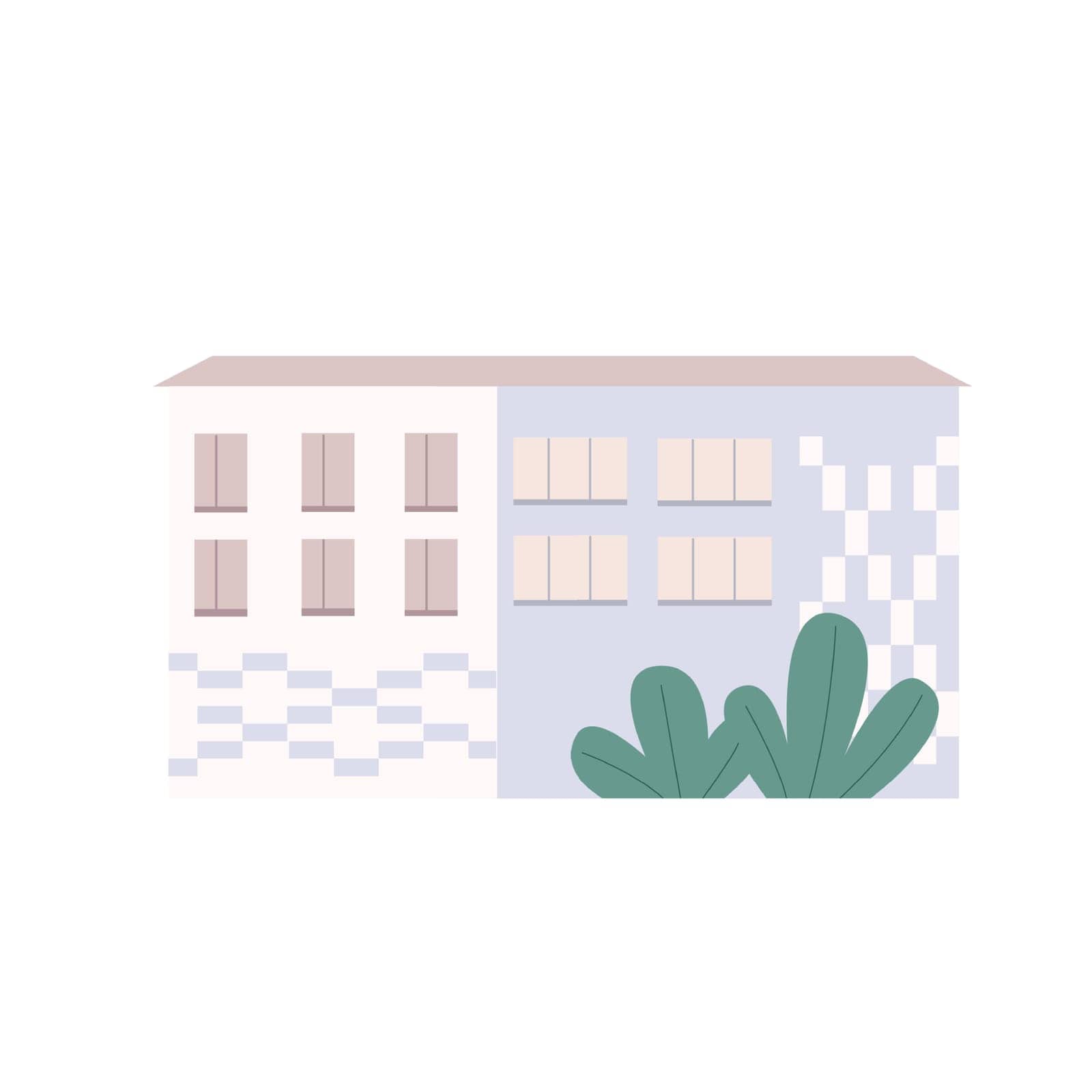 House location of the city street. Flat cartoon vector illustration.