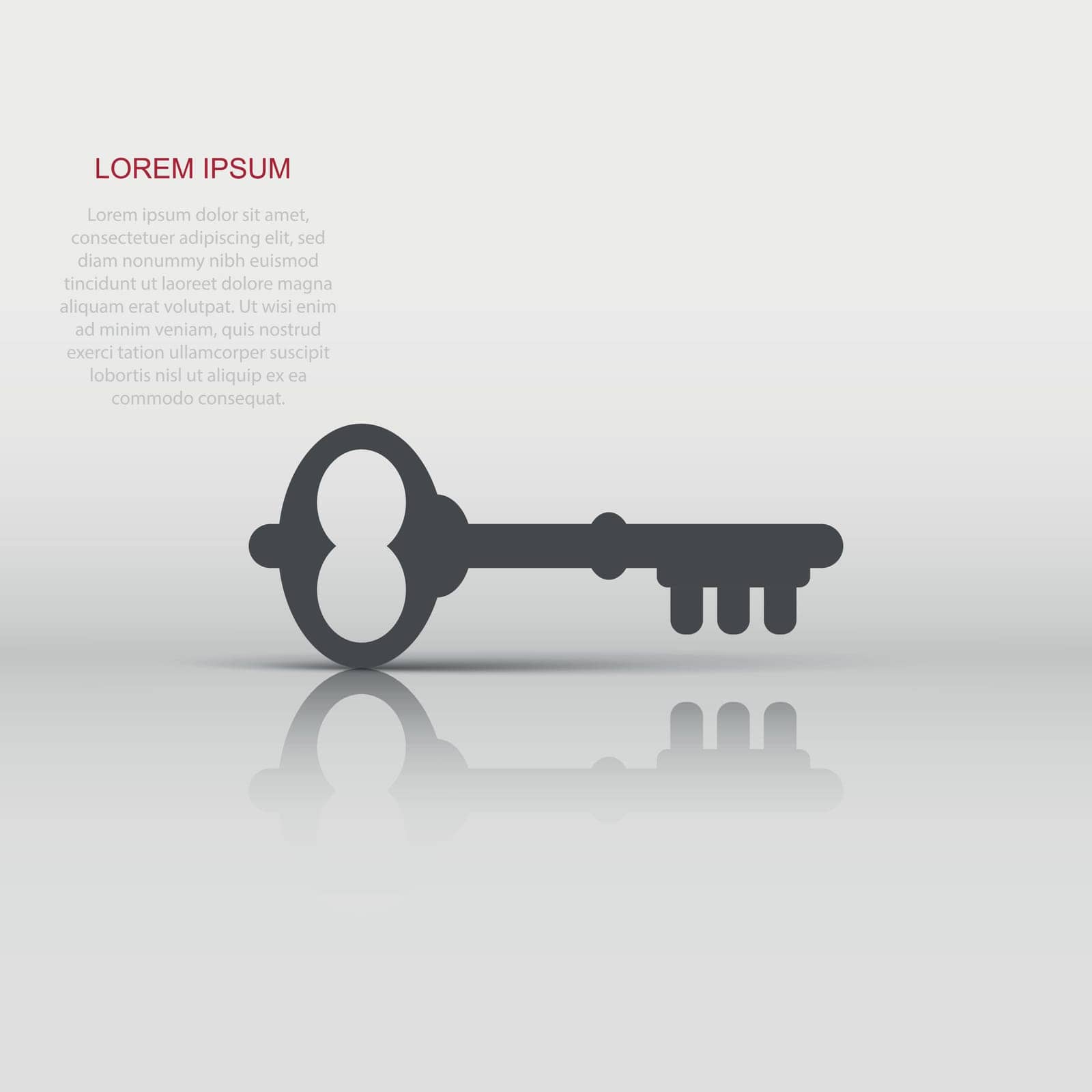 Key icon in flat style. Password vector illustration on white isolated background. Access business concept. by LysenkoA
