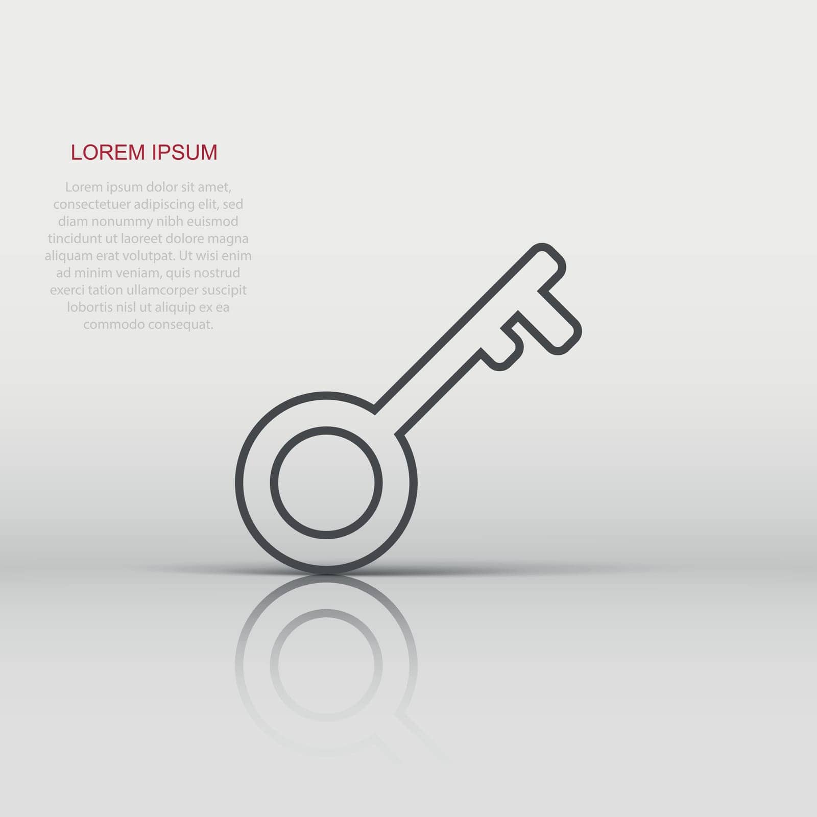 Key icon in flat style. Password vector illustration on white isolated background. Access business concept. by LysenkoA