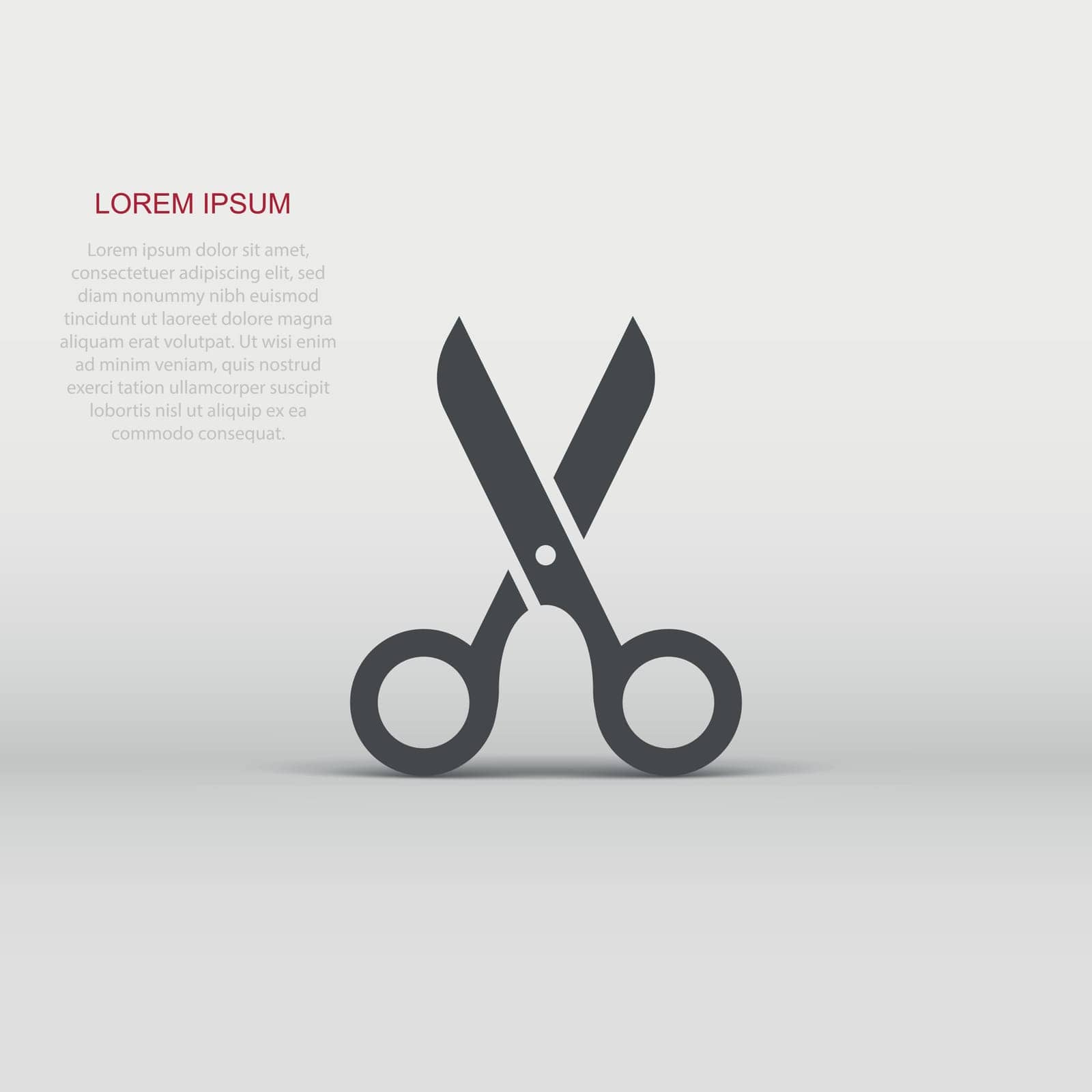 Scissor icon in flat style. Cut equipment vector illustration on white isolated background. Cutter business concept.
