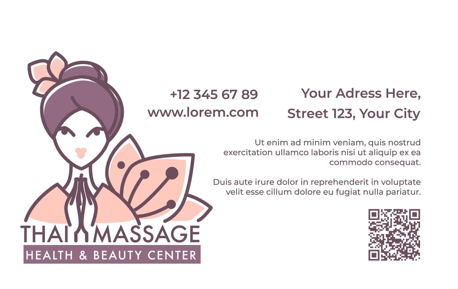Thai massage, beauty and health center, cards by Sonulkaster
