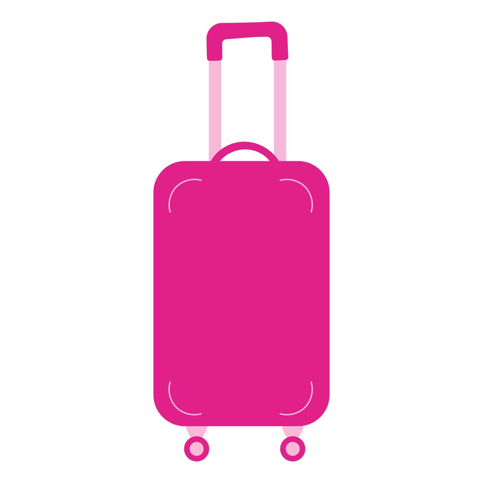 suitcase pink doll travel accessory icon element vector illustration