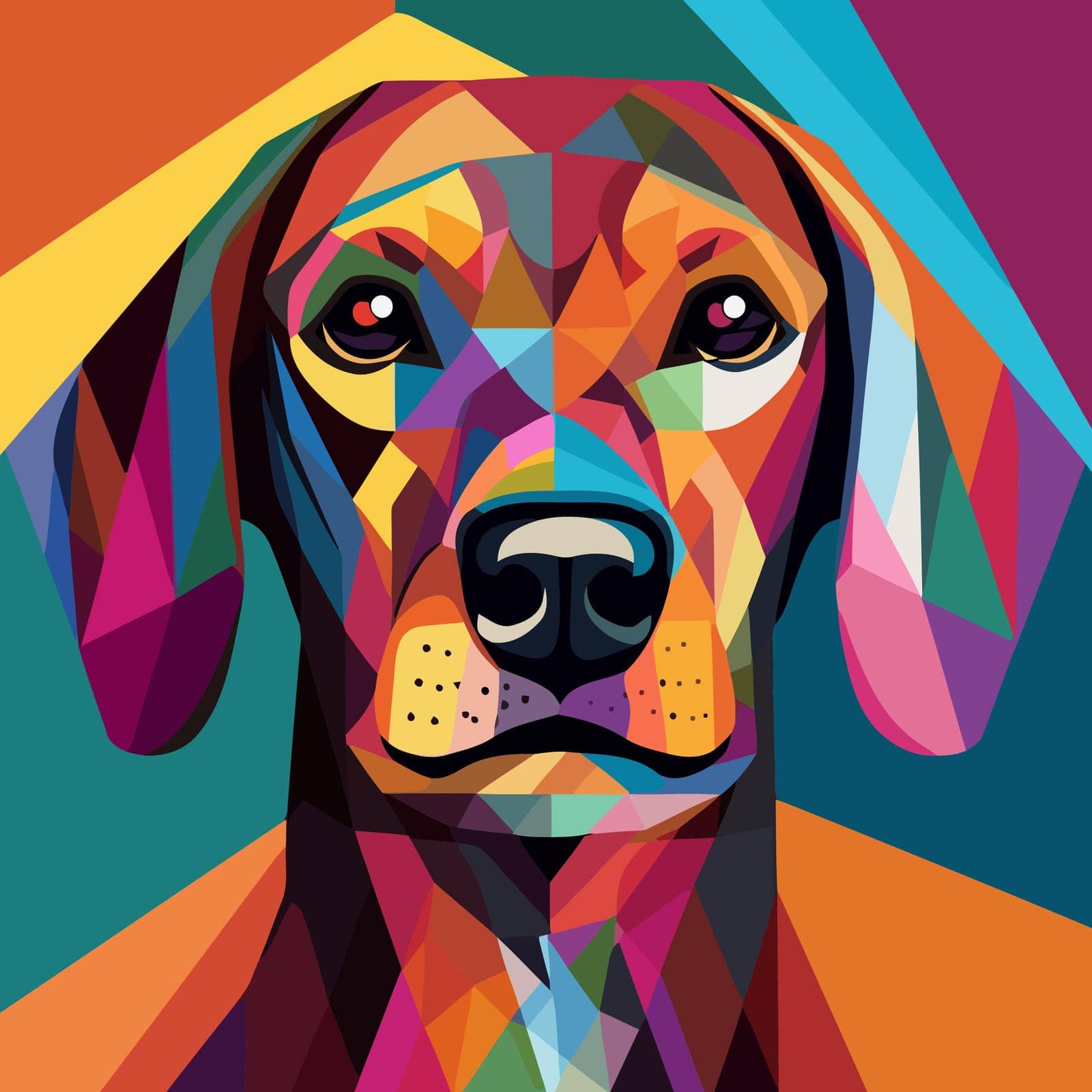 Dog painting in the style of cubism. Abstract painting of a dog in the style of Picasso. Vector illustration.