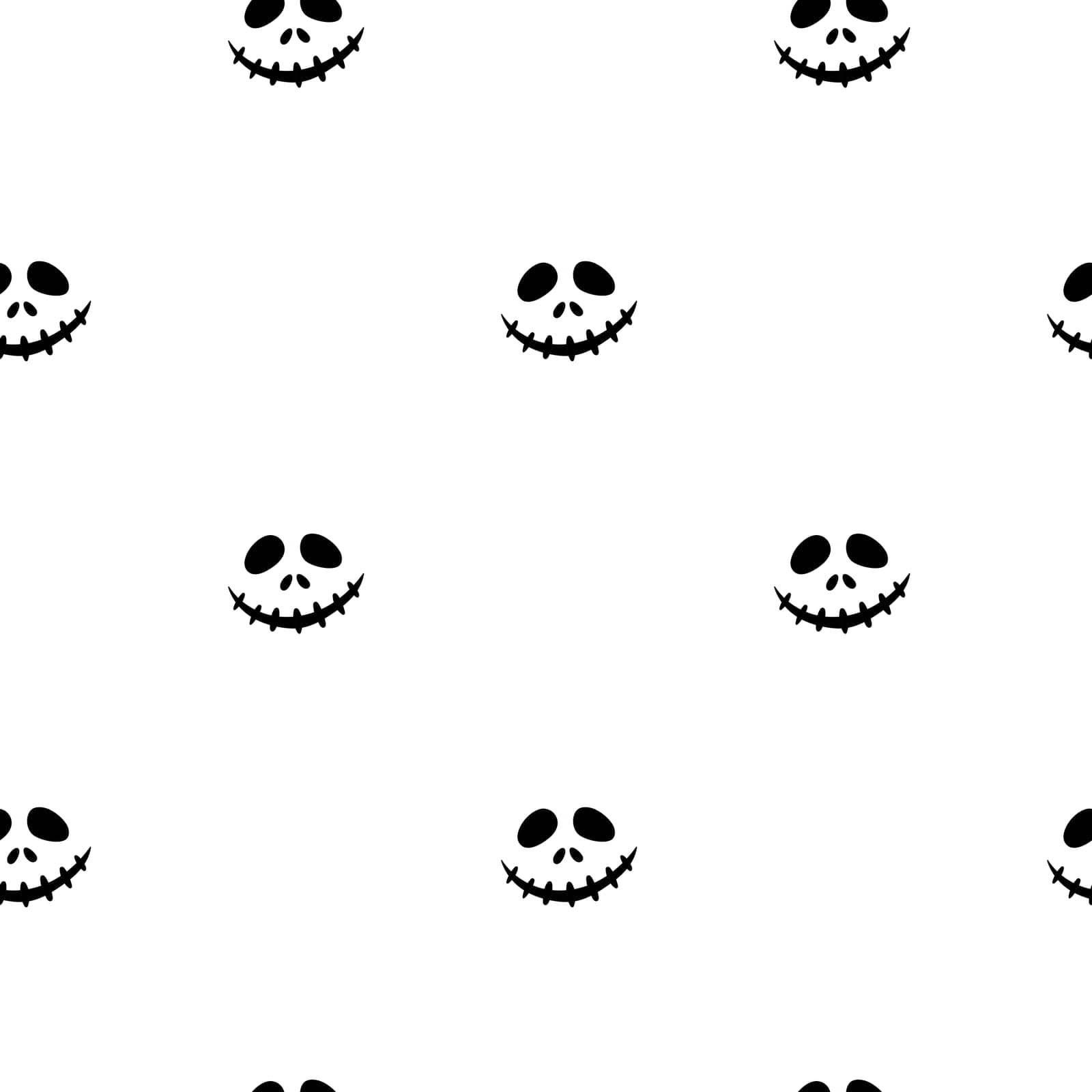 Halloween pumpkin face icon seamless pattern. Scary face isolated on white background. Vector illustration, flat style. Doodle hand drawn vector illustration.