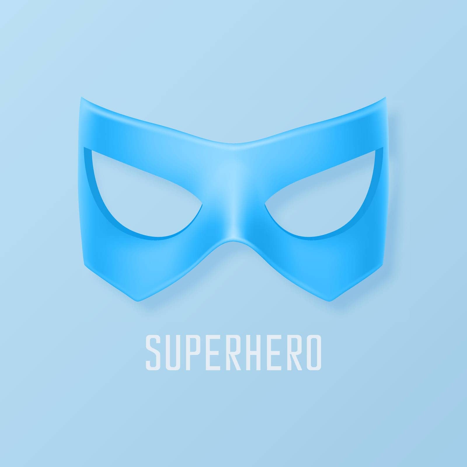 Vector Blue Super Hero Mask. Face Character, Superhero Comic Book Mask Closeup Isolated with Shadow in Front View. Superhero Photo Prop, Carnival Face Mask, Glasses. Comic Book Concept.