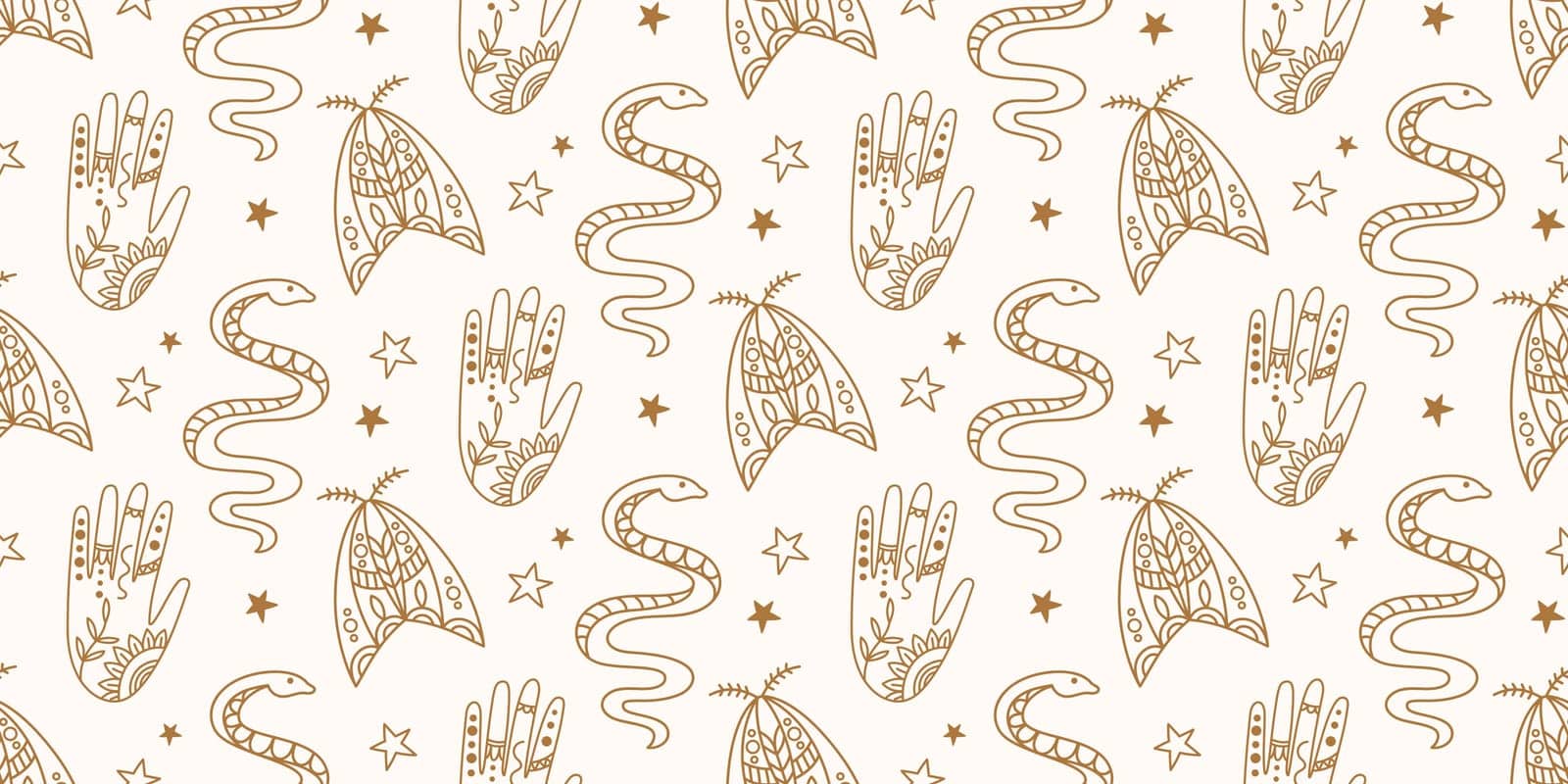 Witchcraft Seamless pattern. Mystical background hand drawn illustration. Moth, Snakes. Vector Sketch vintage style drawing. Astrology occult symbols.