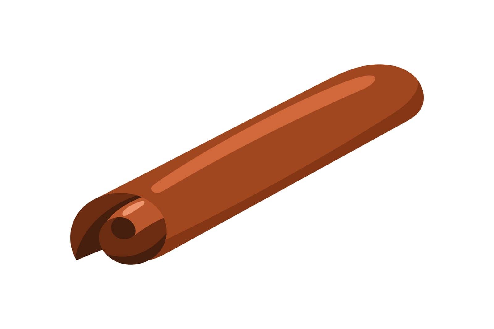 cinnamon stick on a white background. Isolated vector illustration