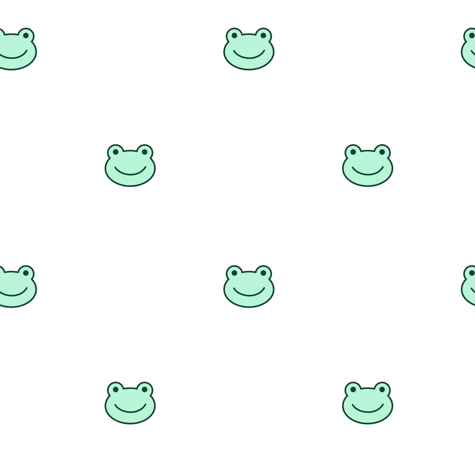 Frog muzzle. Toad character is in doodle style for designing baby clothes. Hand drawn seamless pattern with cartoon bear. Bohemian nursery print. Kids design texture for pajamas. Vector illustration