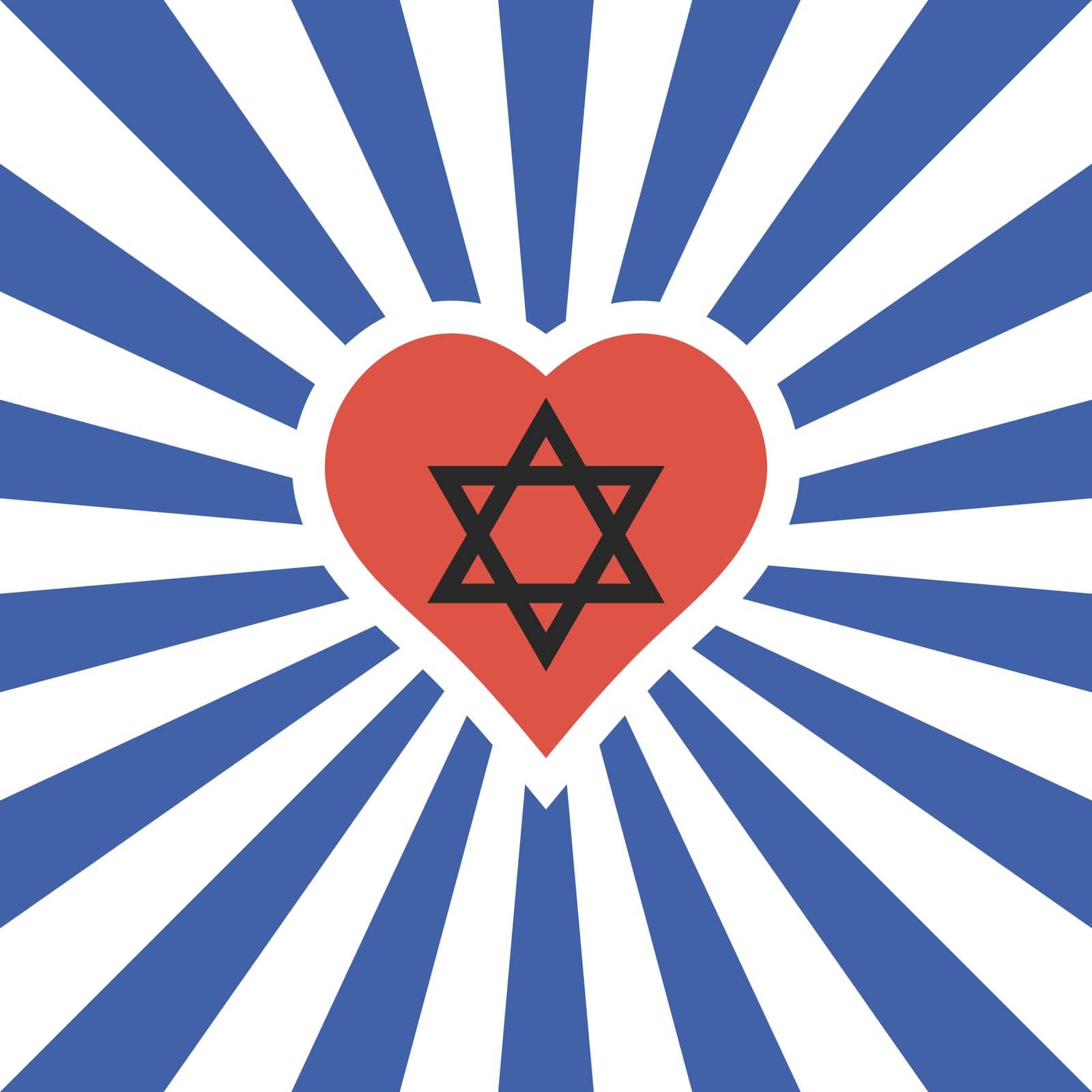 Background icon rays love and support Israel heart star David