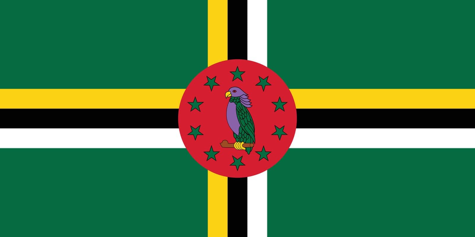 National flag of Dominica that can be used for celebrating national days. Vector illustration
