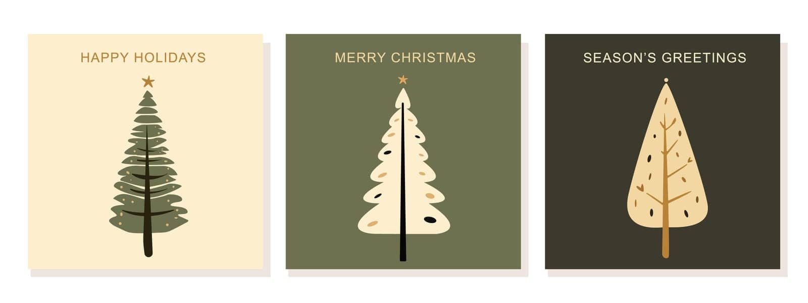 Modern universal art templates. Merry Christmas. Holiday cards and invitations with hand drawn Christmas trees. Vector illustration by Vovmar