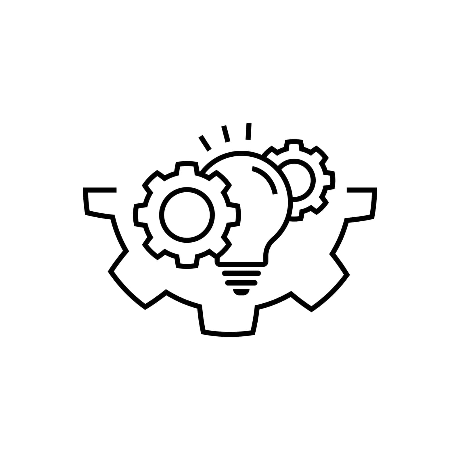 Innovation Technologies icon with lightbulb and gear sign. Creative solution bulb and cogwheel vector symbol.