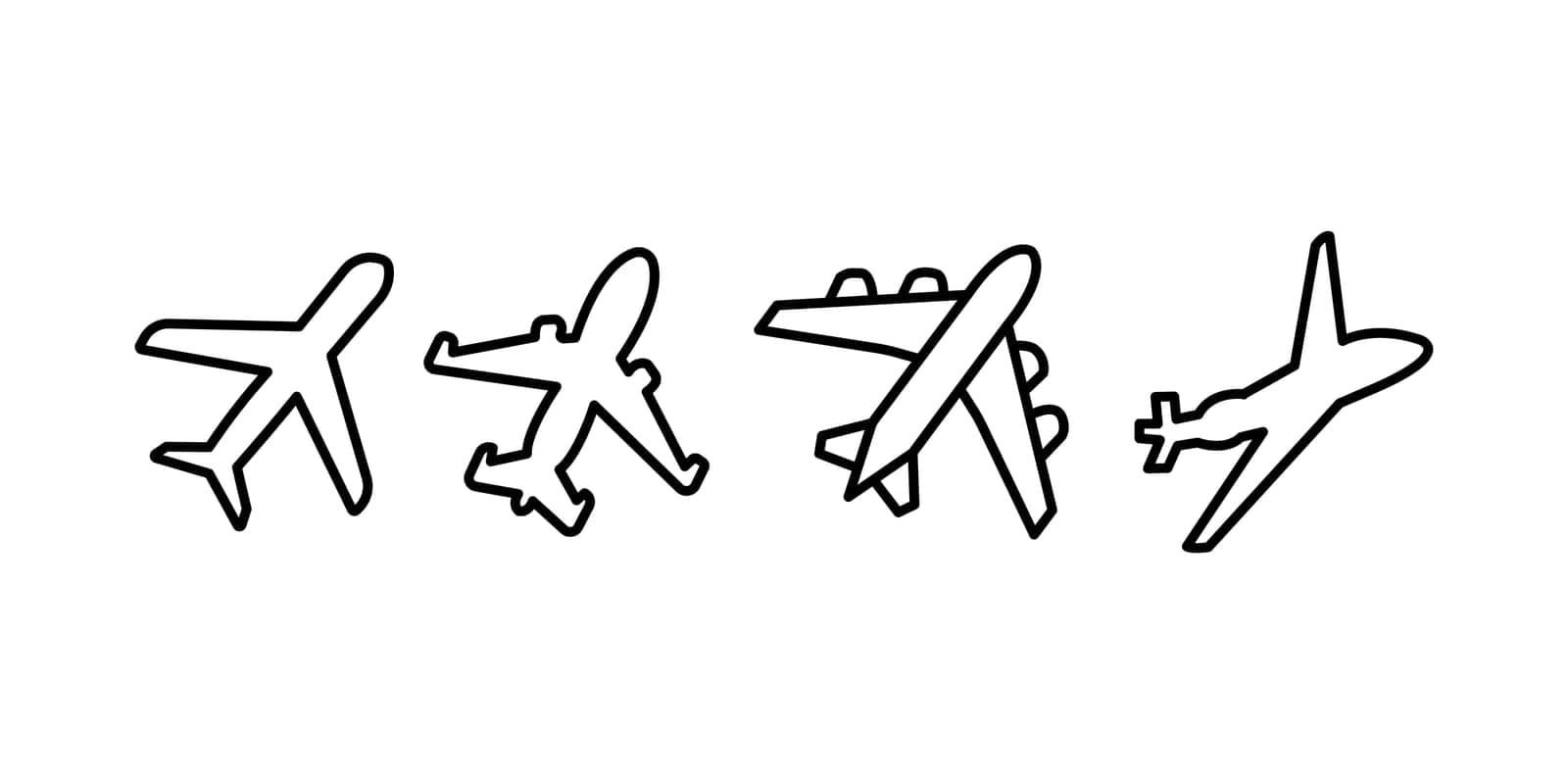 A vector collection of aeroplanes in different positions