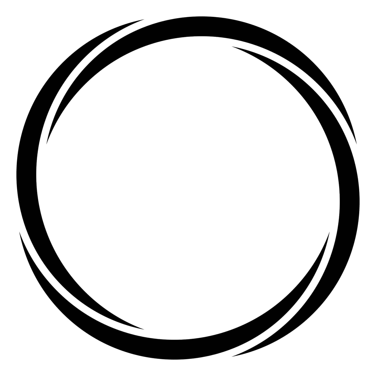 Round curve frame, 4 sectors moon ornament circle border doodle