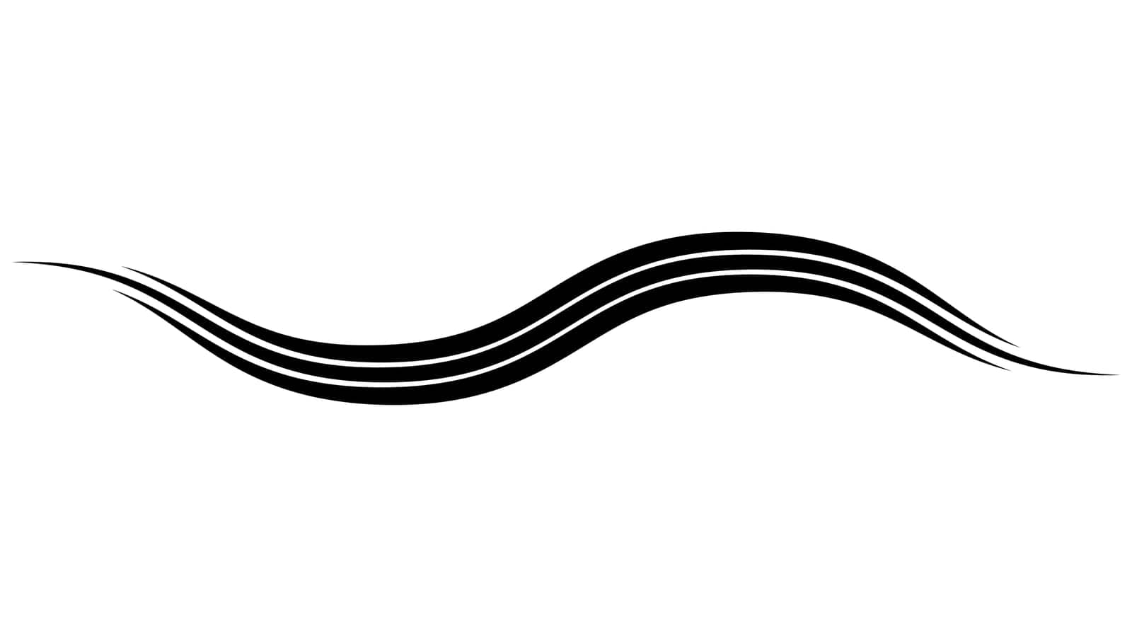 Triple curved wavy line swoosh on swish, logo strip