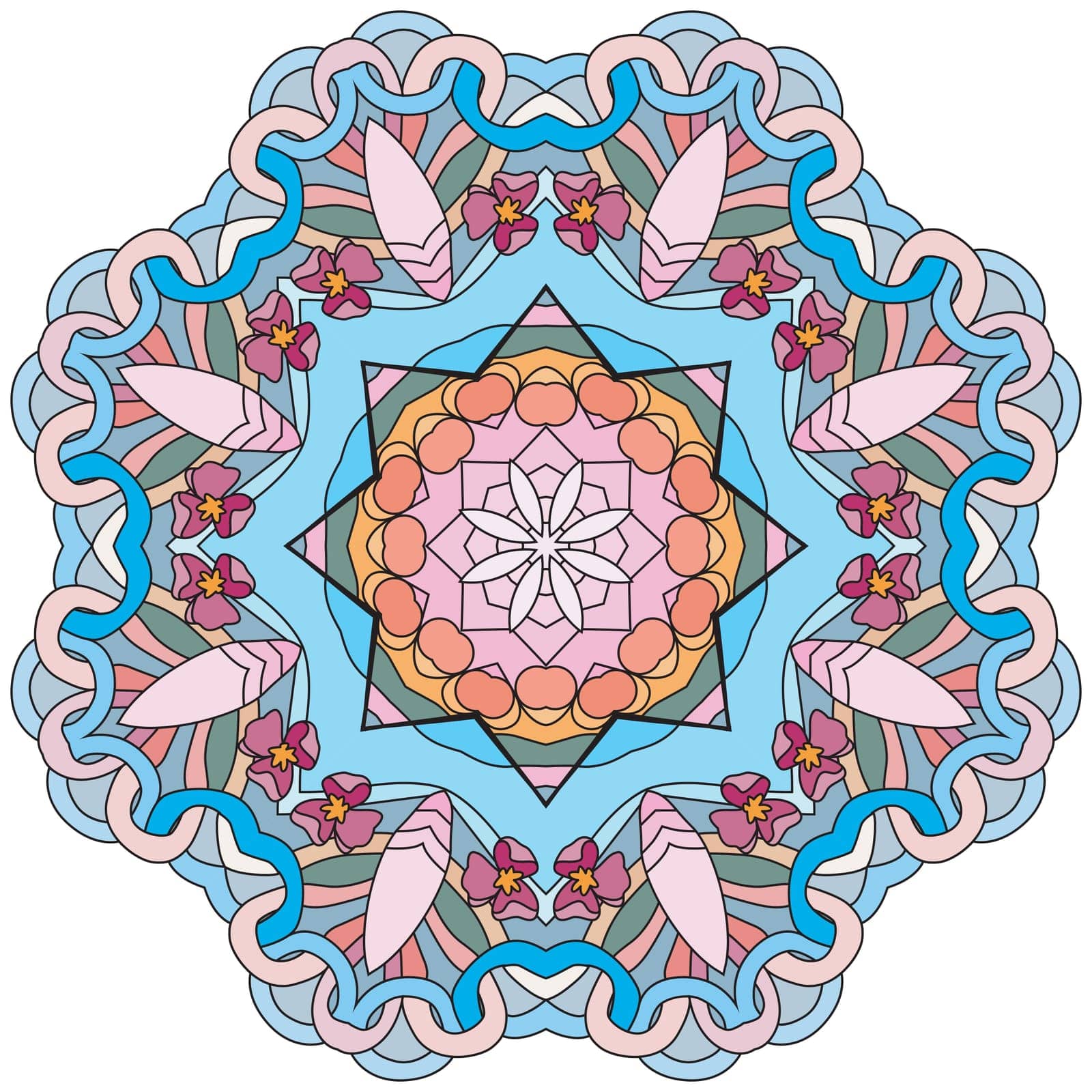 Decorative round ornaments. Unusual flower shape. Oriental vector, Anti-stress therapy patterns. Weave design elements. Yoga logos Vector.