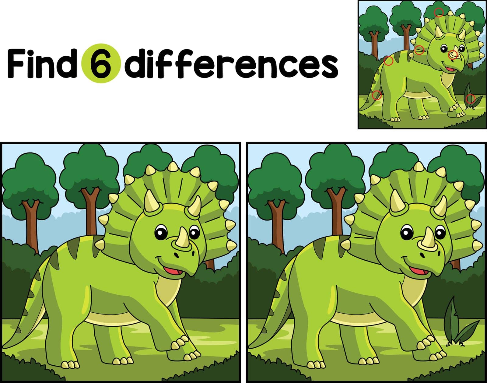 Triceratops Dinosaur Find The Differences by abbydesign