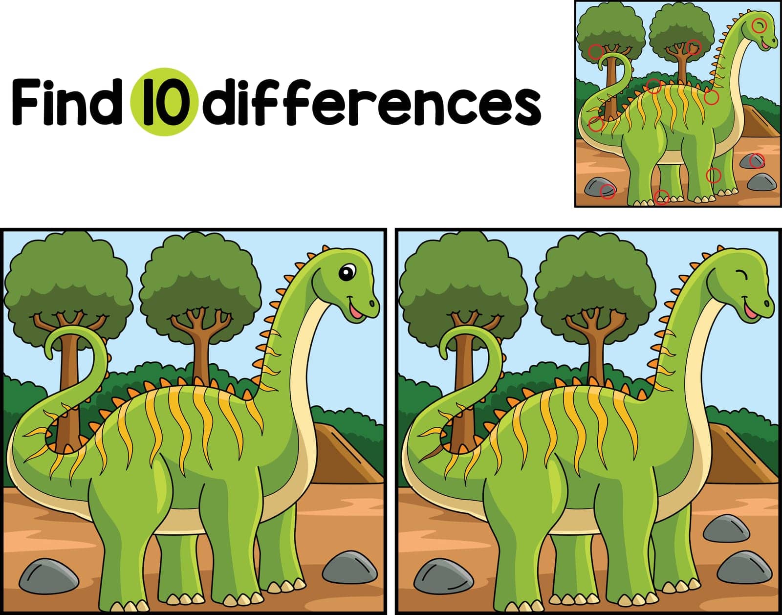 Diplodocus Dinosaur Find The Differences by abbydesign