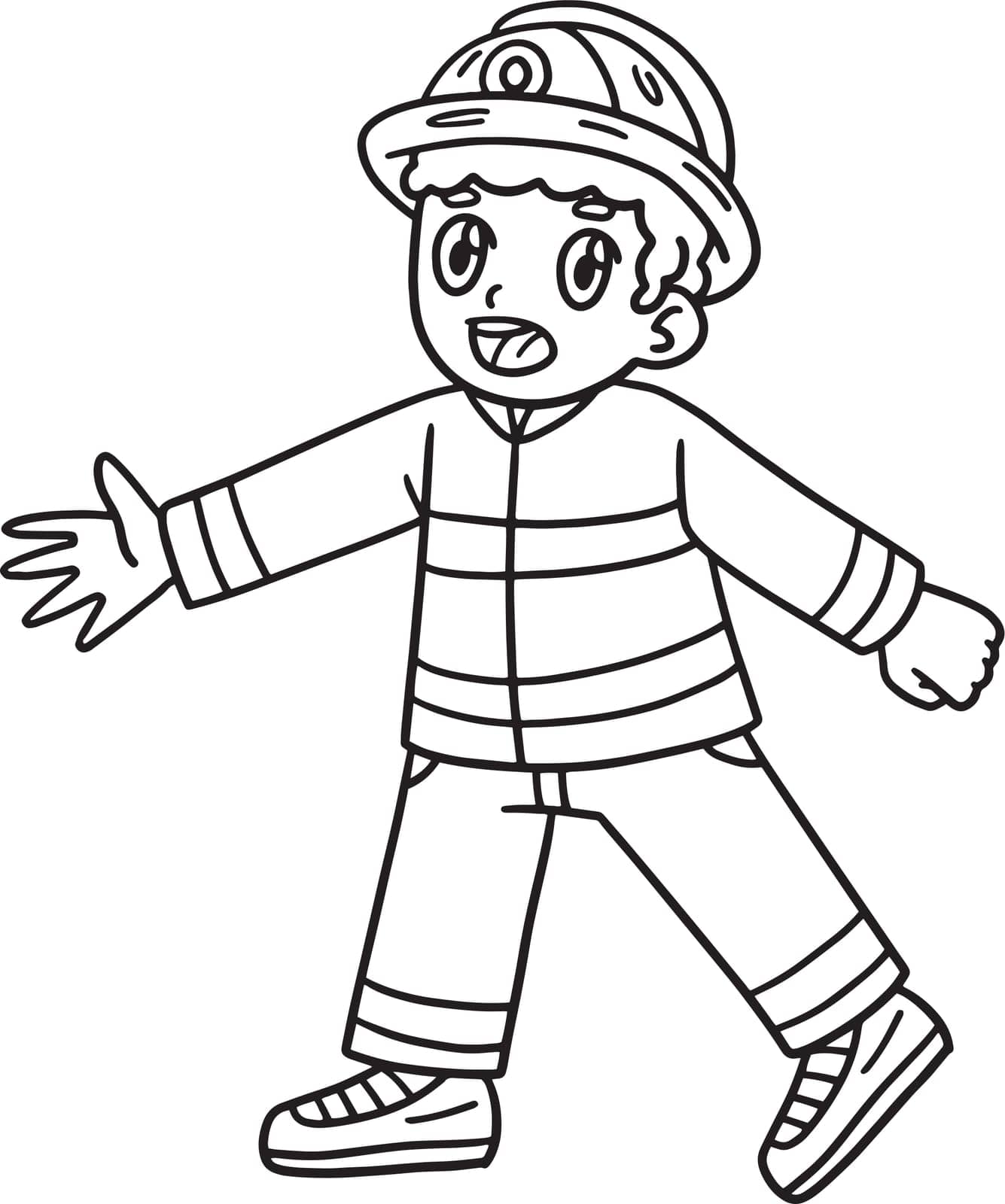 Firefighter Isolated Coloring Page for Kids by abbydesign