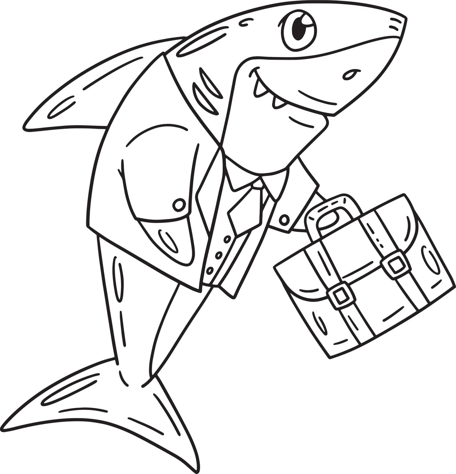 Shark in a Business Suit Isolated Coloring Page by abbydesign
