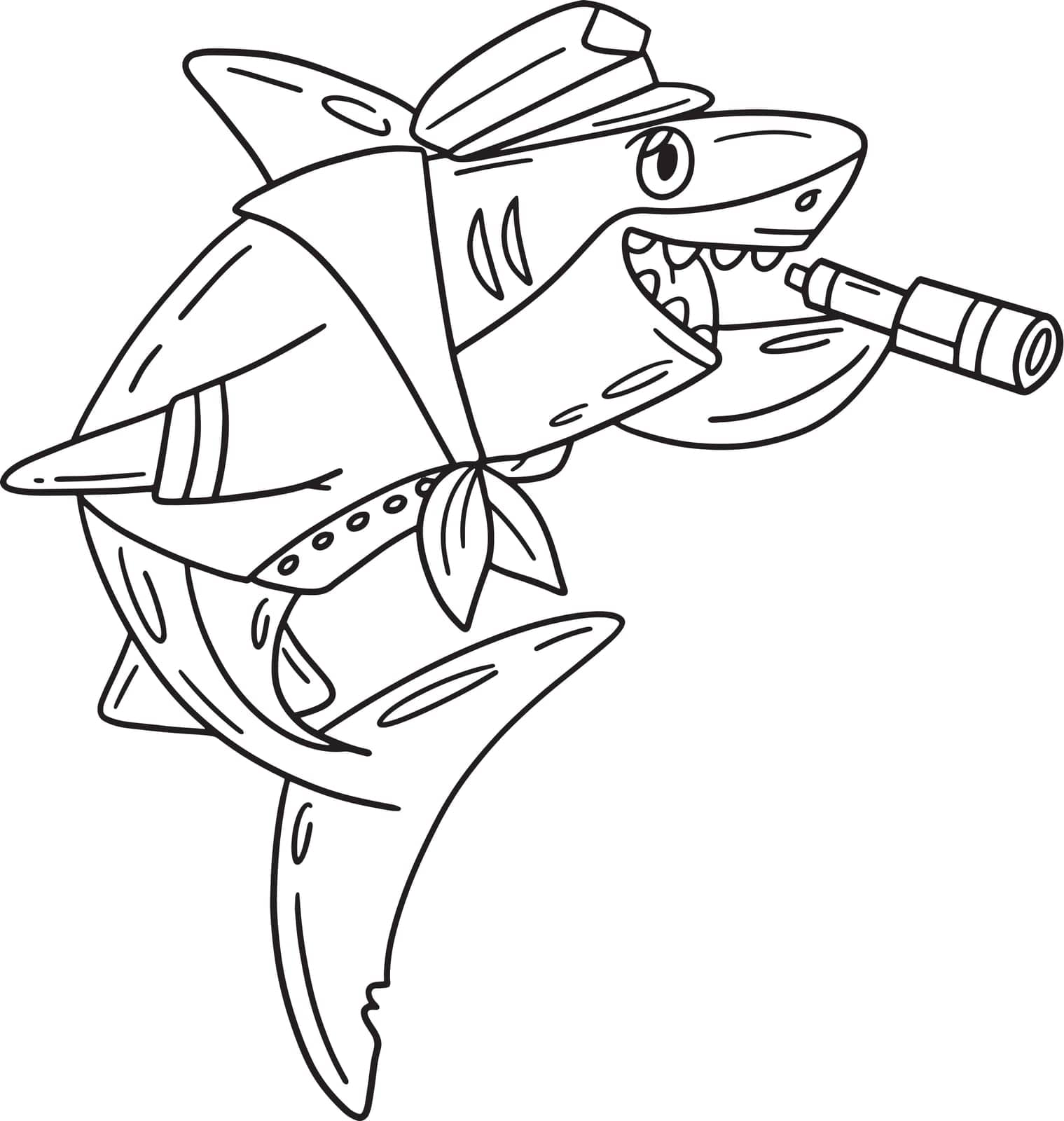 Shark n Marine Outfit Isolated Coloring Page by abbydesign